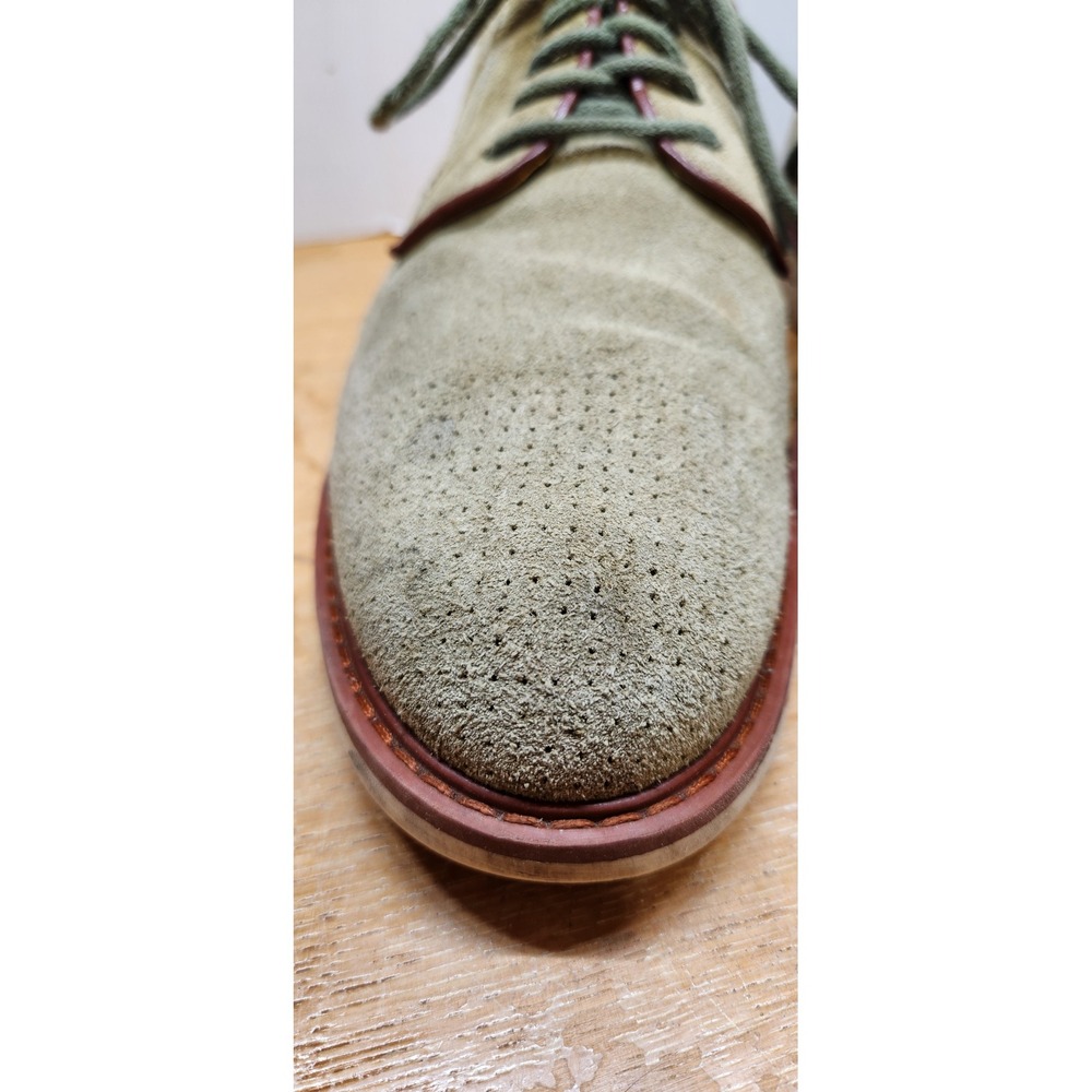 VTG Armani Collezioni Sage Green Suede Perforated WHOLECUT! Derby 44 EU US 11 - Picture 4 of 11